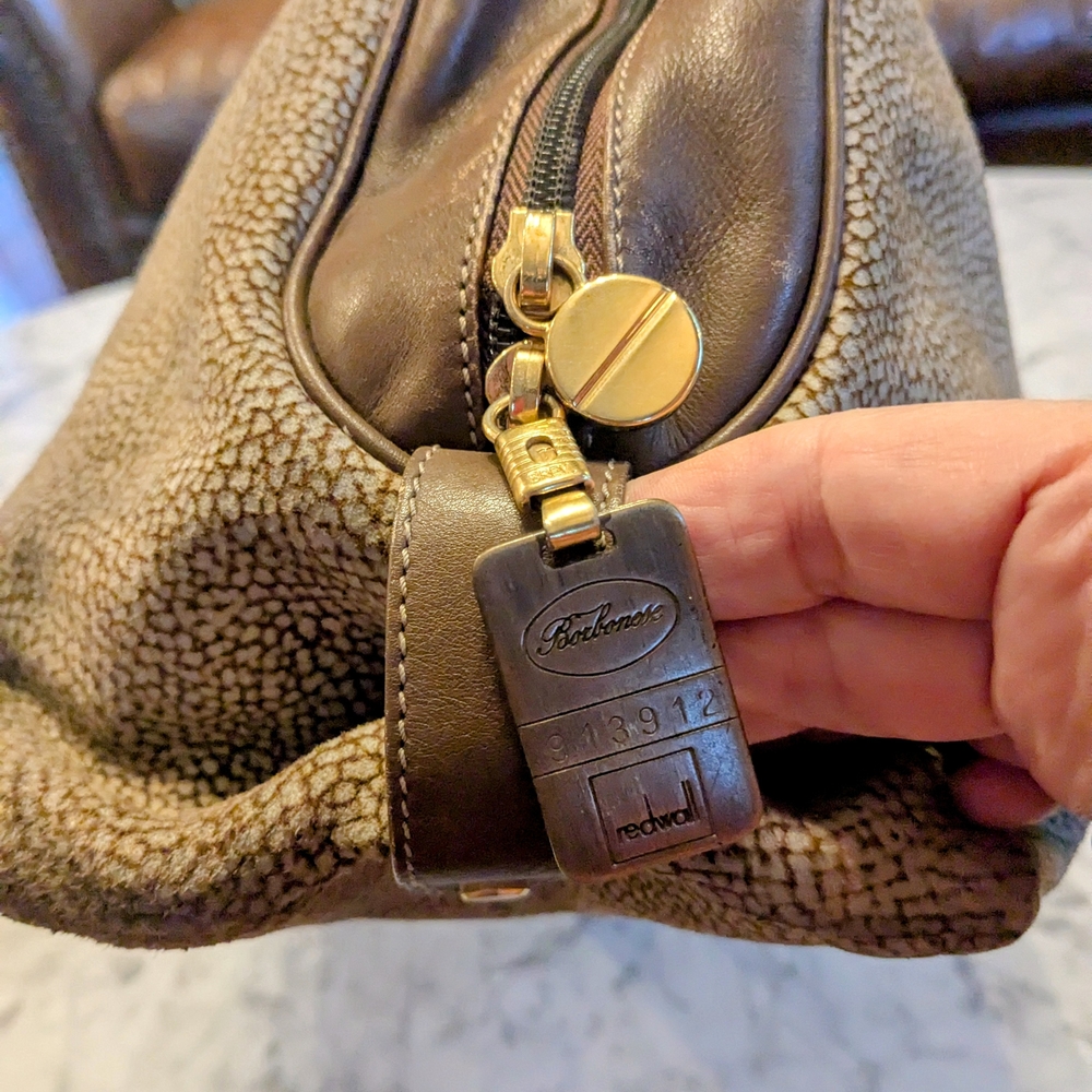 Borbonese Redwall Satchel Iconic Partridge Suede